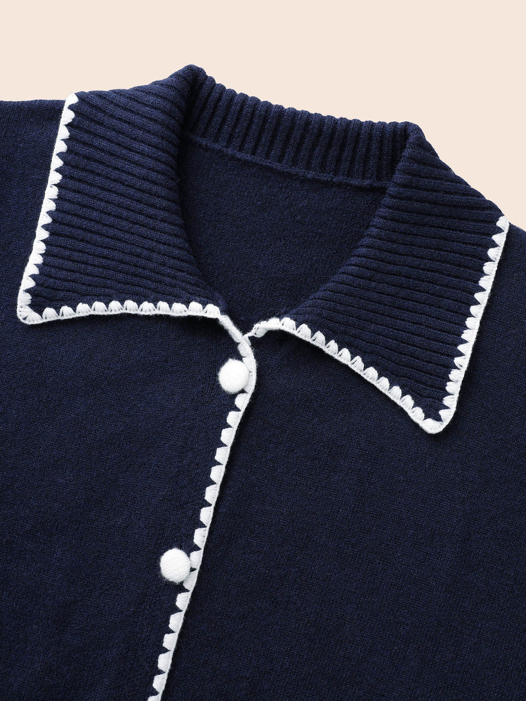 Lapel Collar Contrast Trim Cardigan