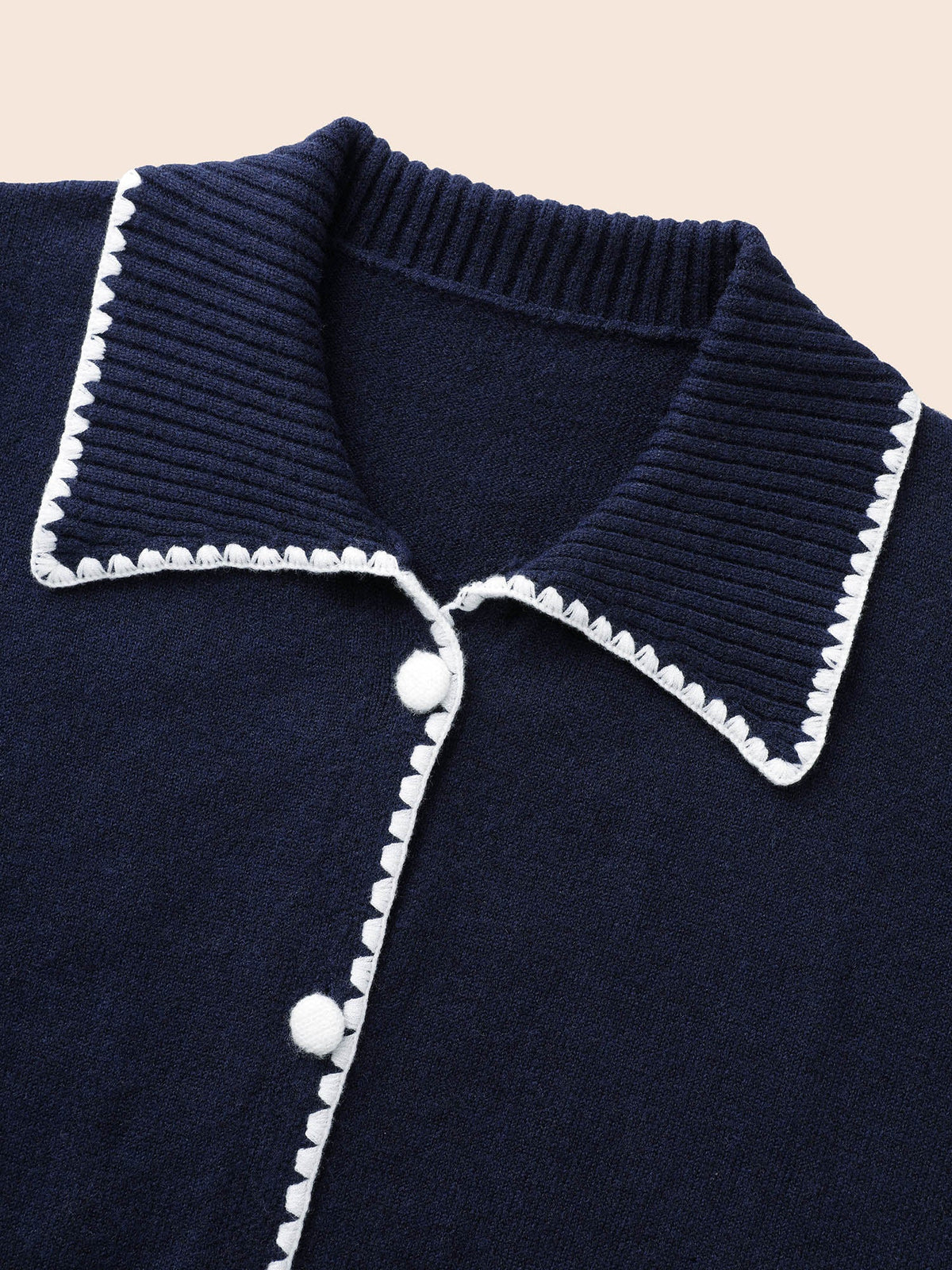 Lapel Collar Contrast Trim Cardigan