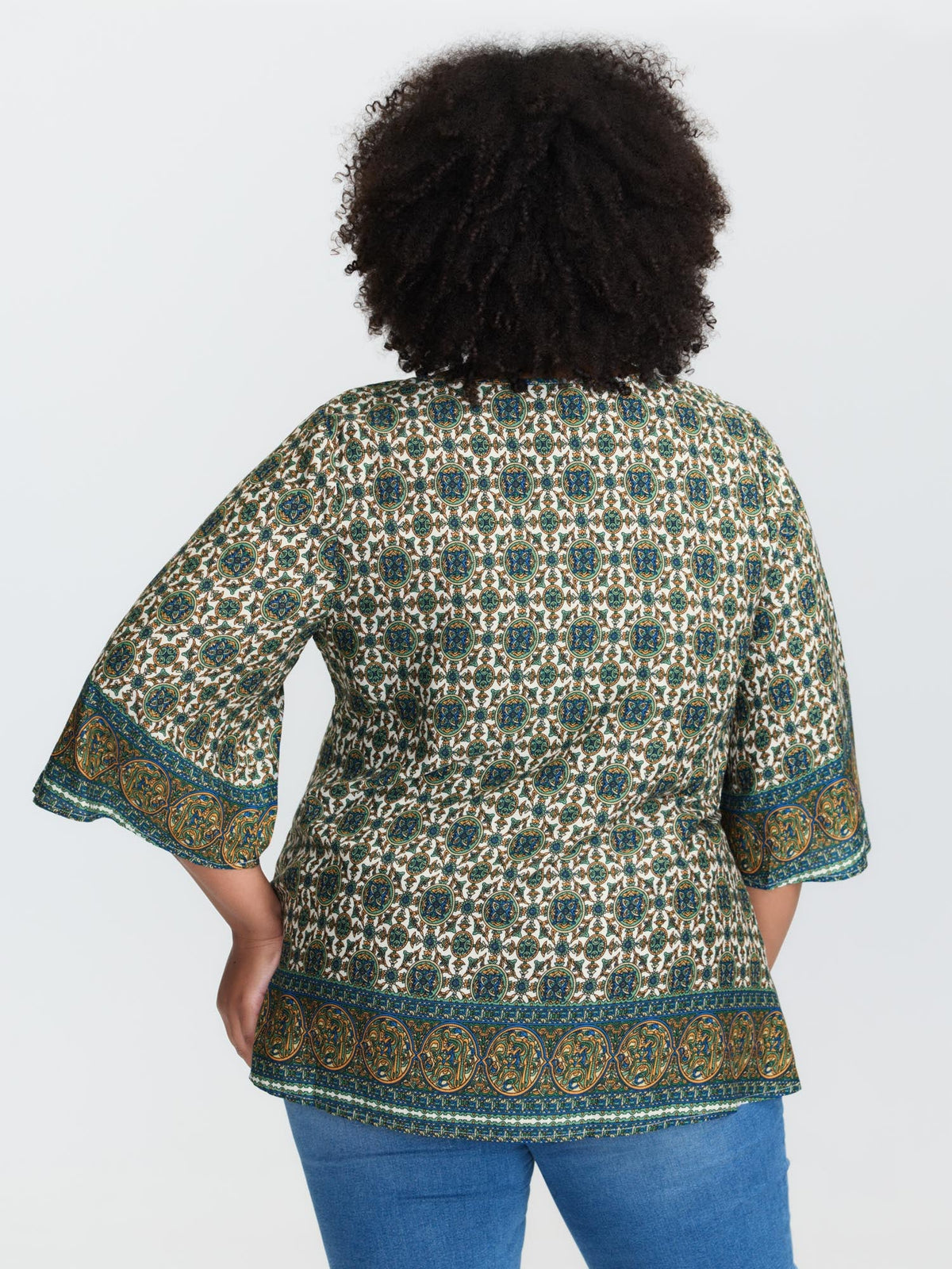 Pin-Tuck Pleat Ornate Print Relaxed Fit Shirt