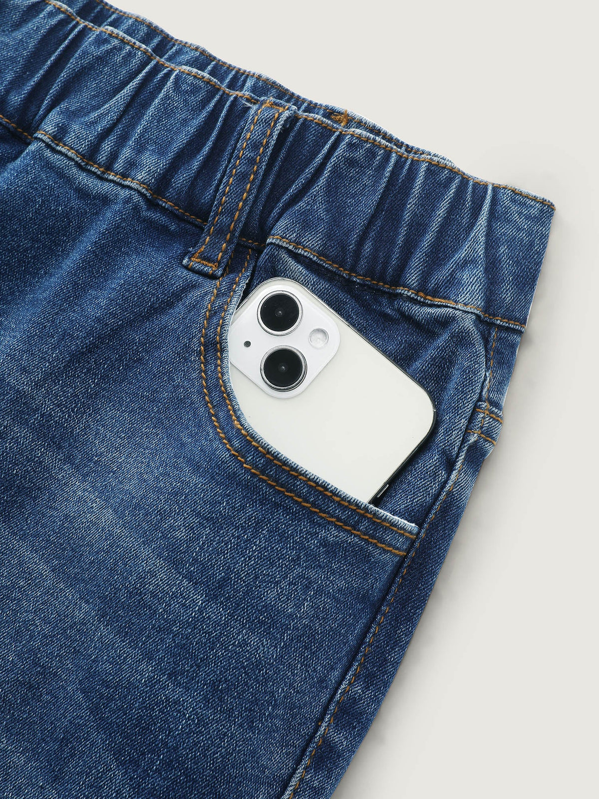 Pull-On Stretchy Denim Shorts