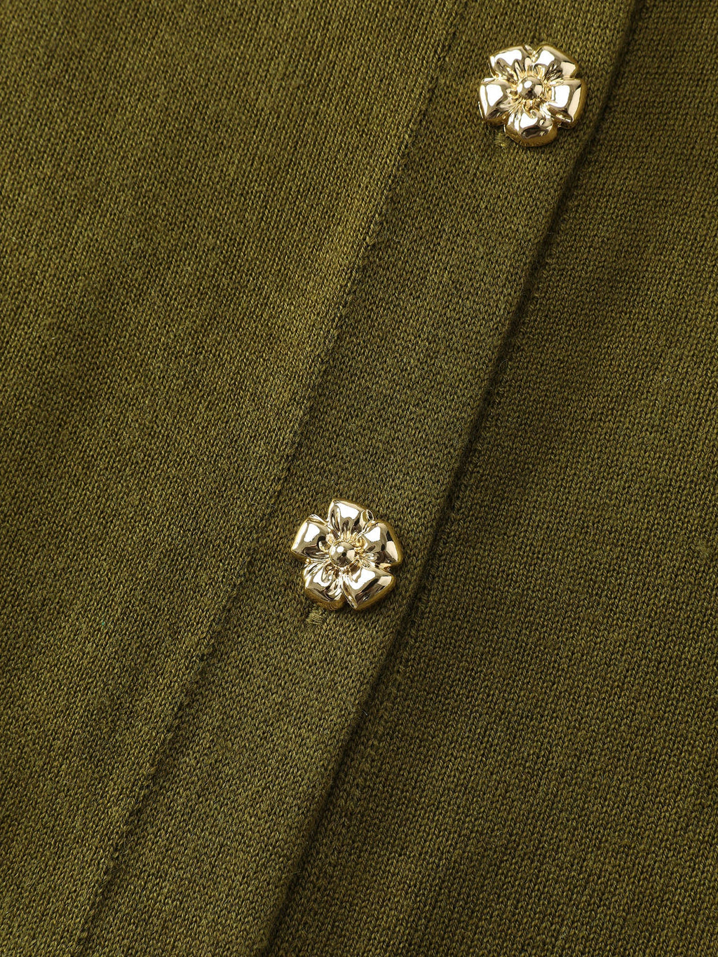 Floral Metal Buttons Wool Blend Knit Cardigan