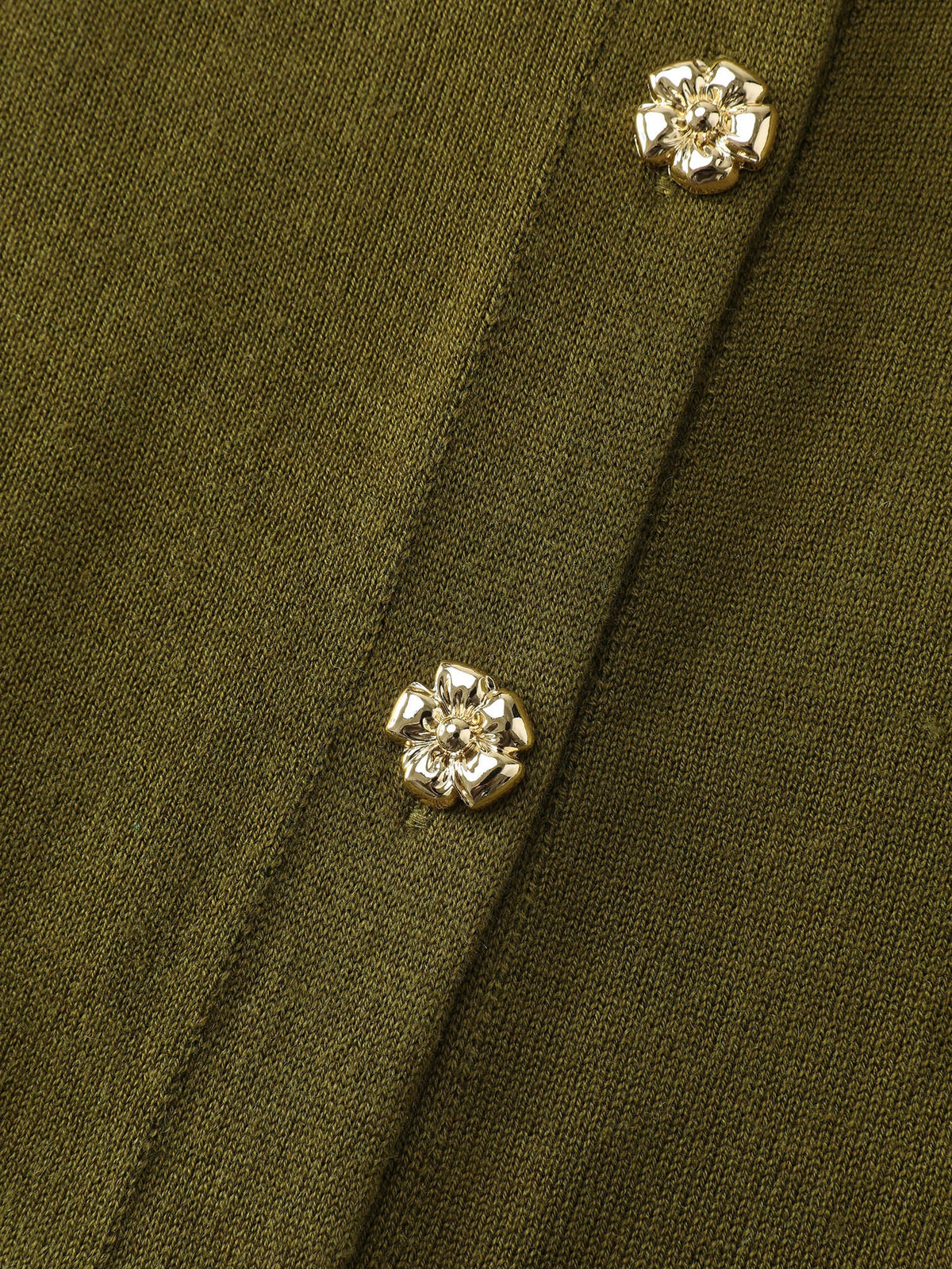 Floral Metal Buttons Wool Blend Knit Cardigan