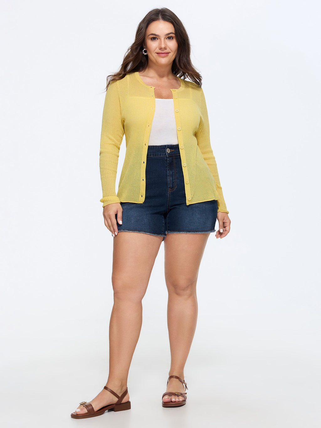Breathable Sheer Fitted Knit Cardigan
