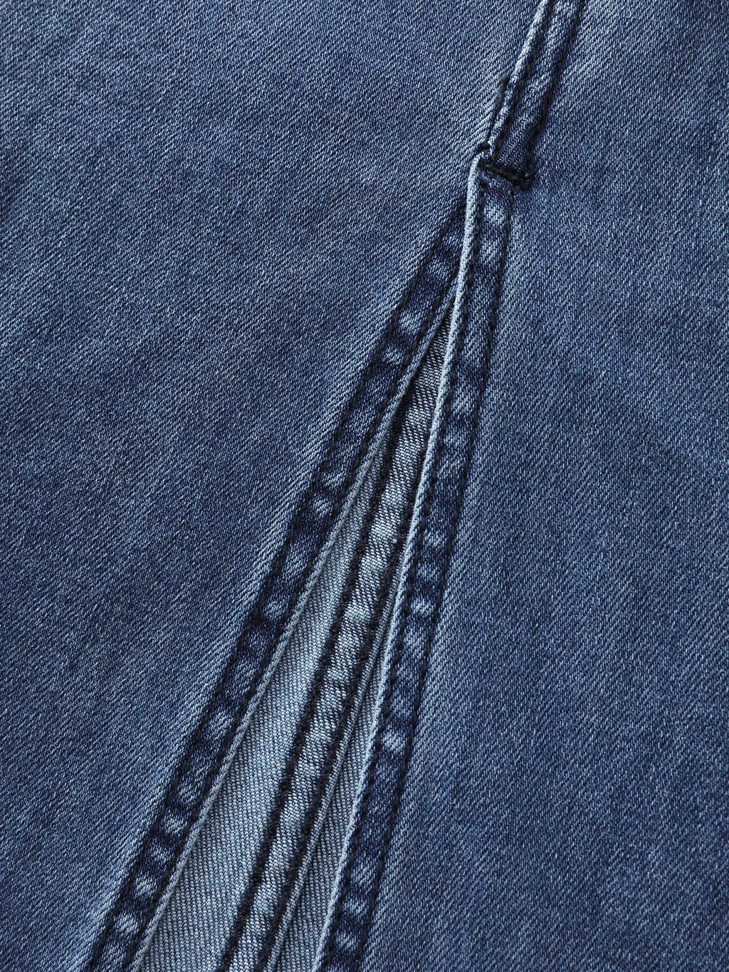 Stretchy Contrast Drawstring Waist Midi Denim Skirt