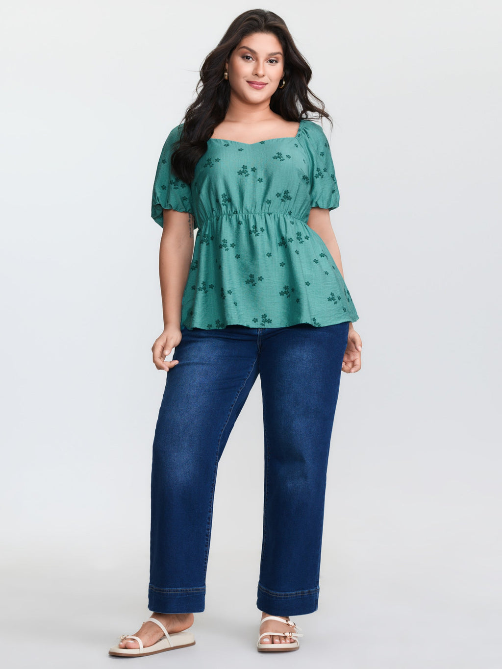 Floral Print Sweetheart Neckline Rayon Blouse