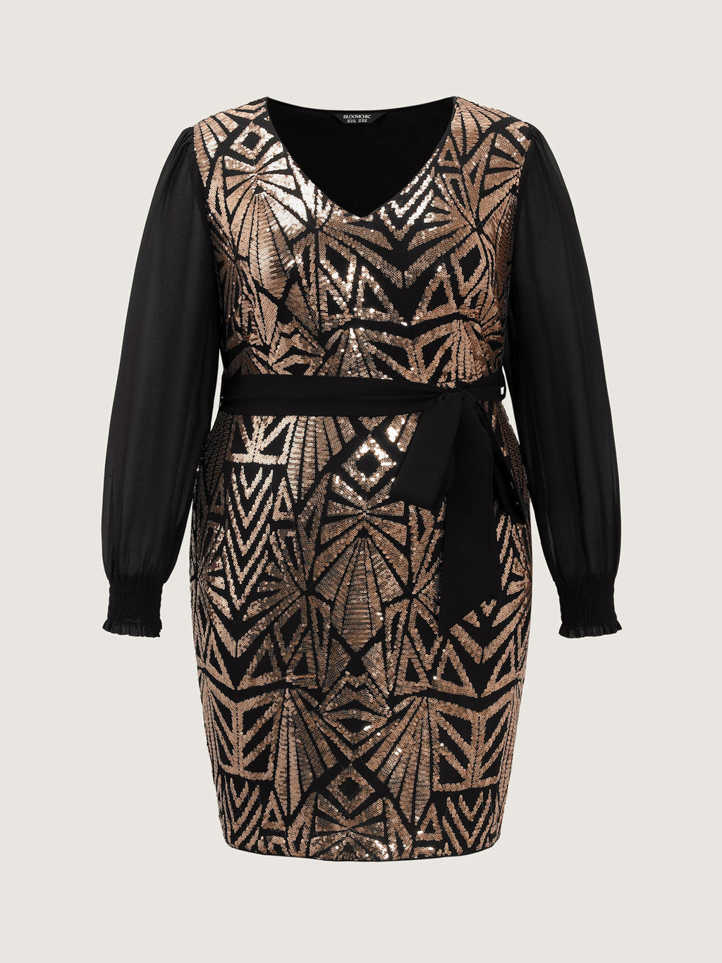 Sparkly Sequin Belted Mini Dress