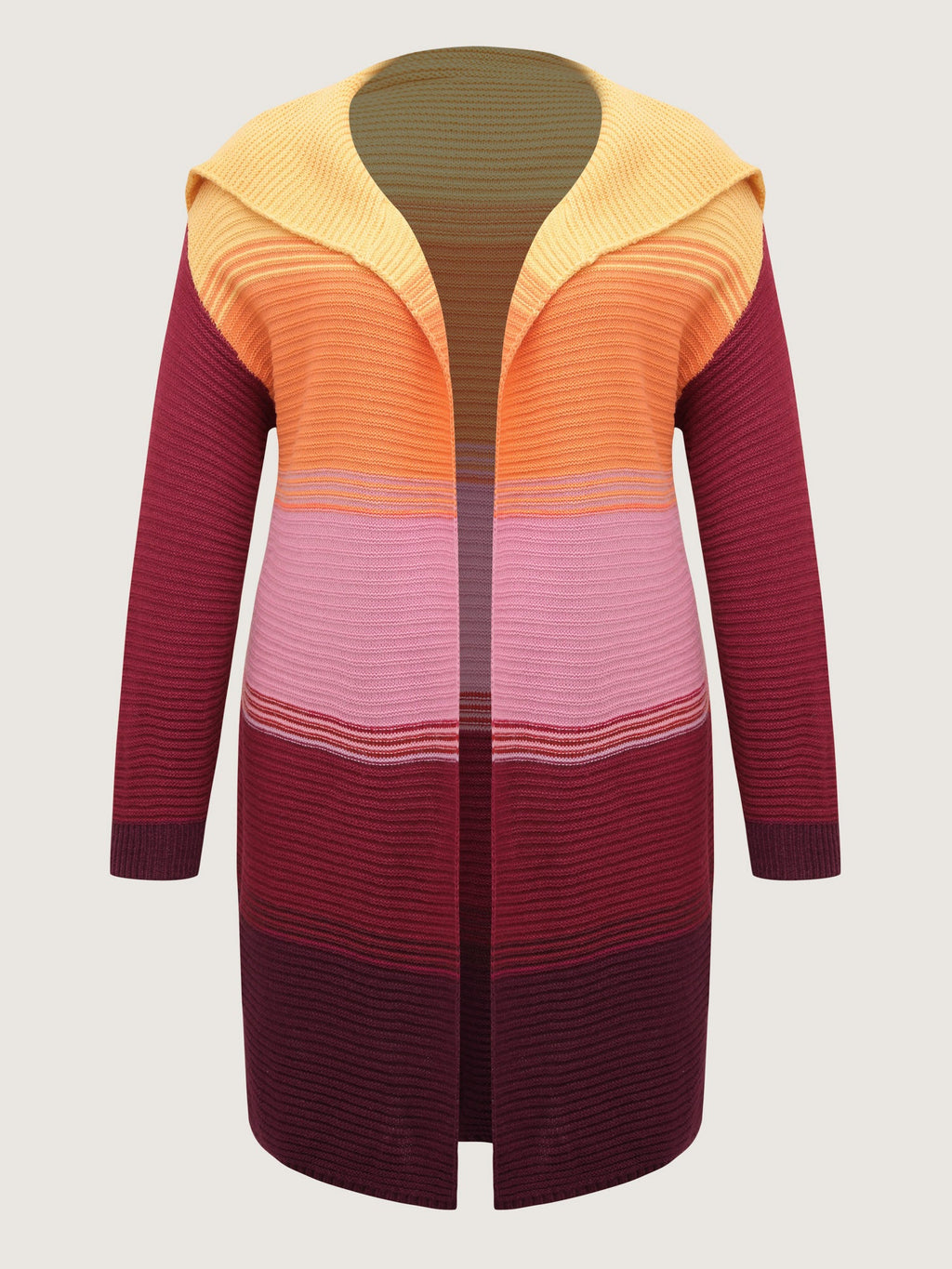 Colorblock Lapel Collar Knit Cardigan