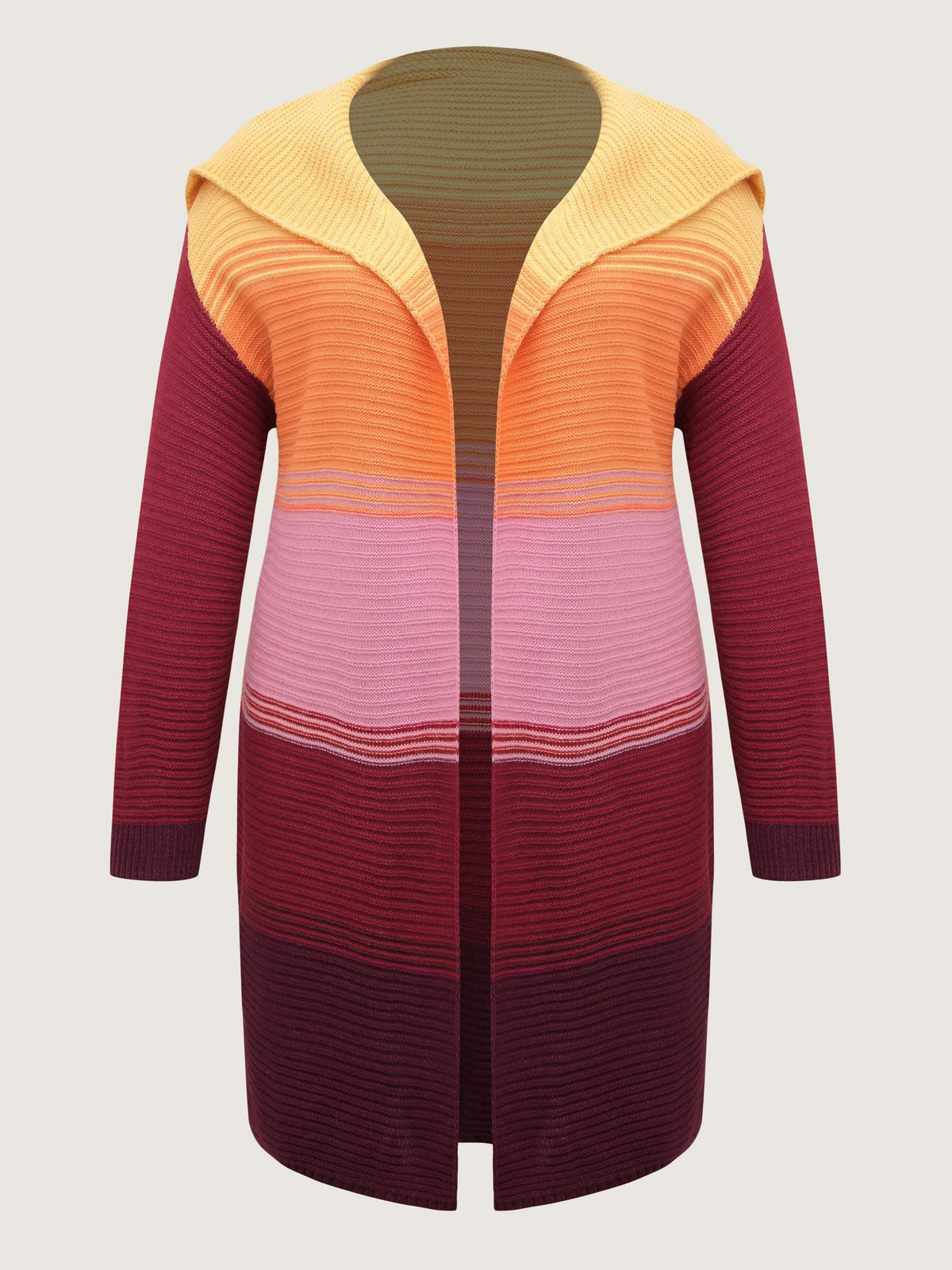 Colorblock Lapel Collar Knit Cardigan