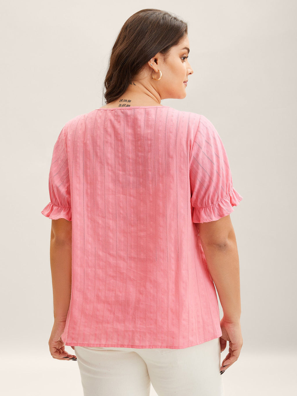 Cotton Square Neck Ruffled Sleeve Blouse