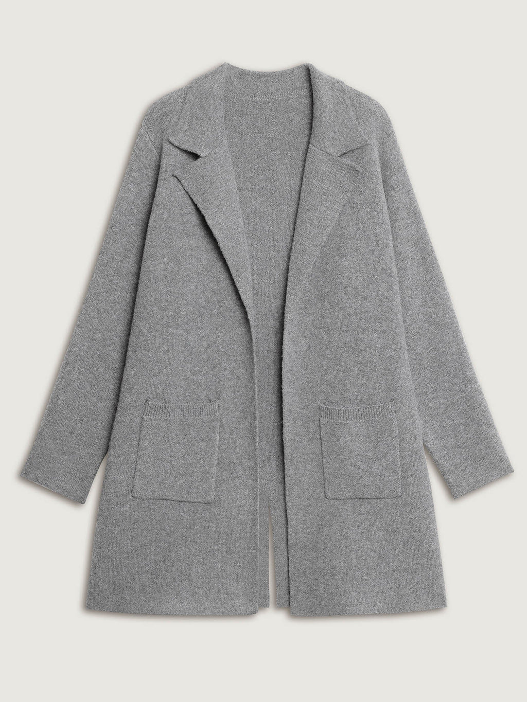 Notched Lapels Slit Back Knit Cardigan