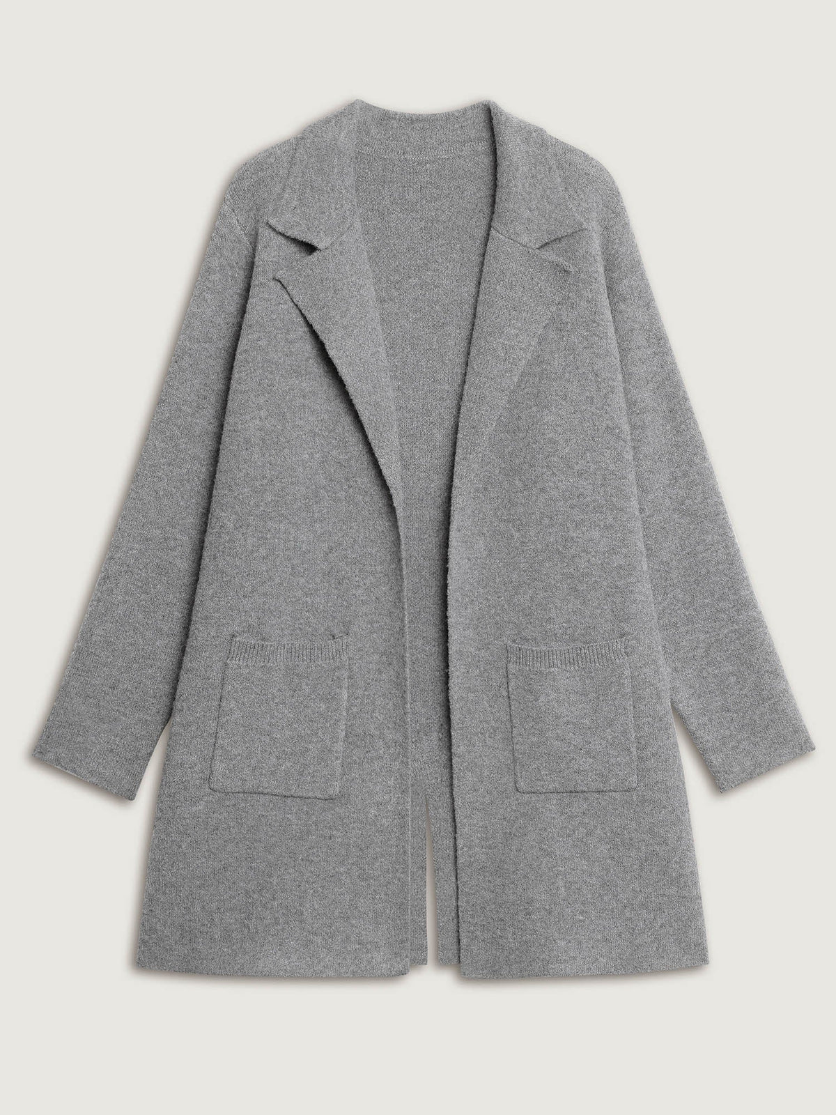 Notched Lapels Slit Back Knit Cardigan