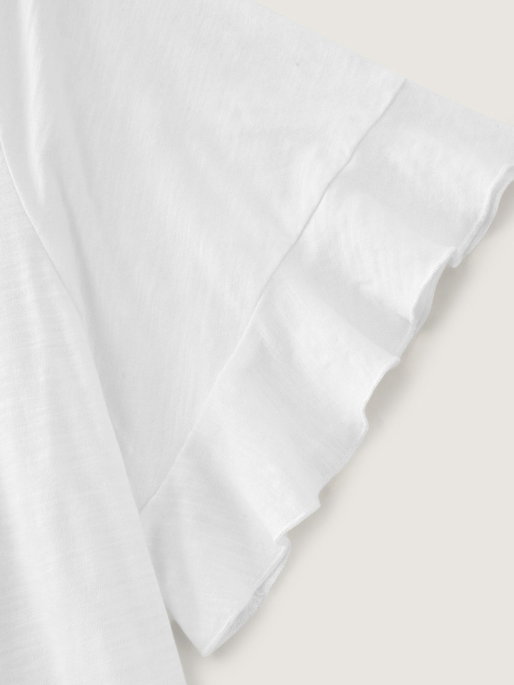 Cotton Overlap Back Sheer Ruffled T-Shirt