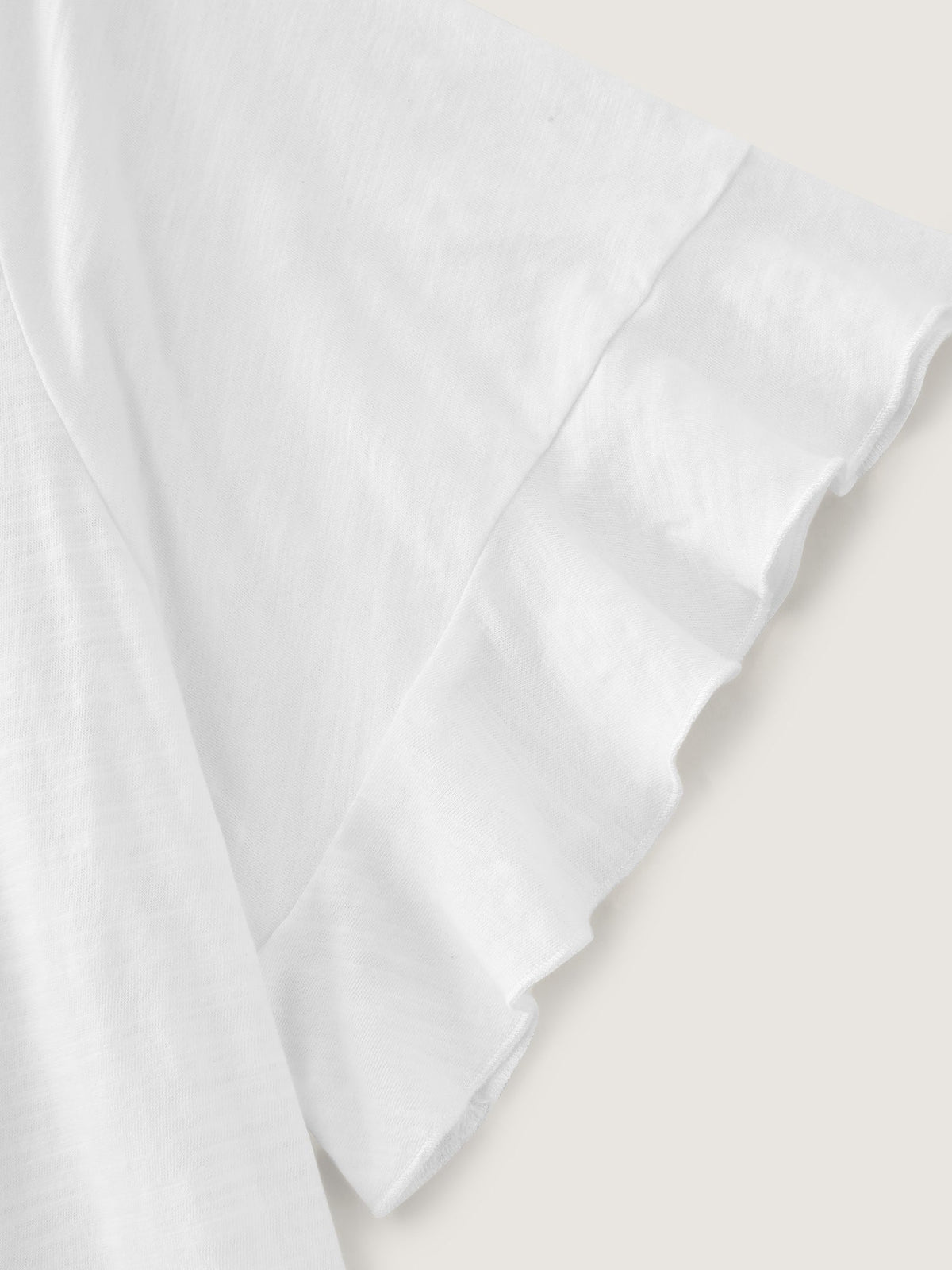 Cotton Overlap Back Sheer Ruffled T-Shirt