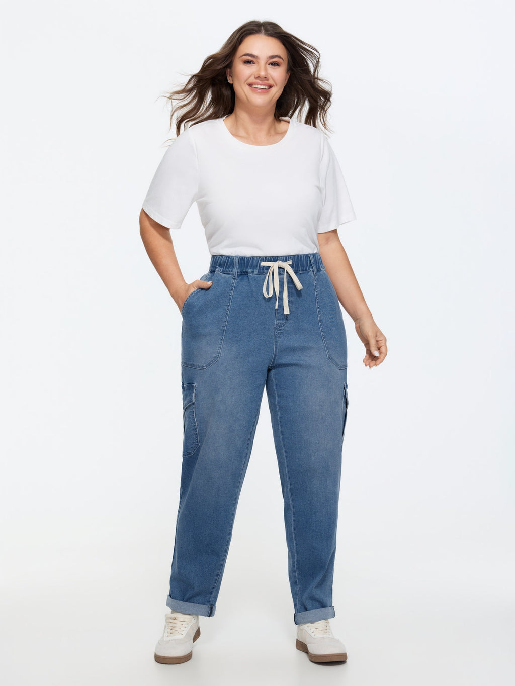 Stretchy Elastic Back Waist Jeans