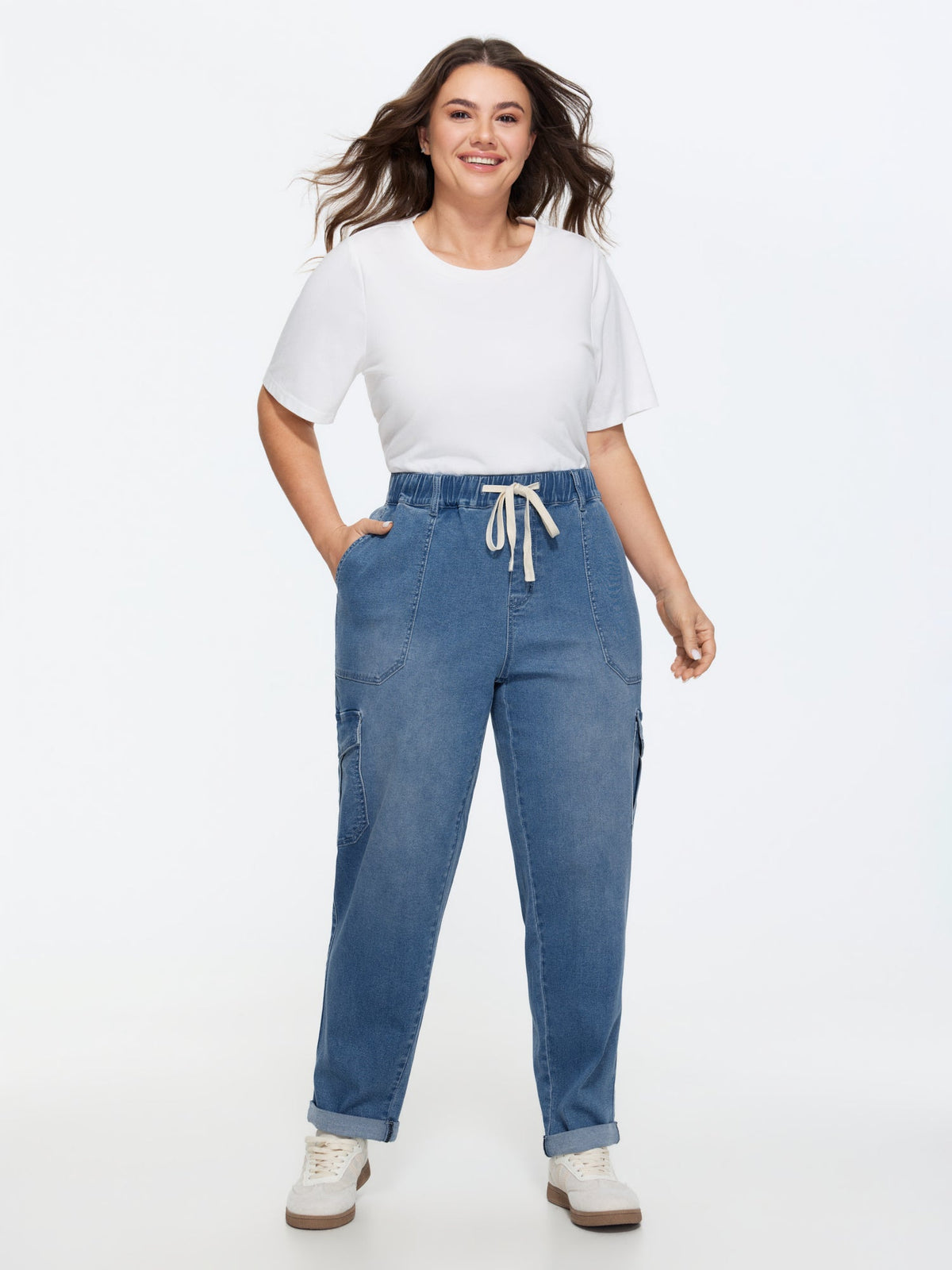 Stretchy Elastic Back Waist Jeans