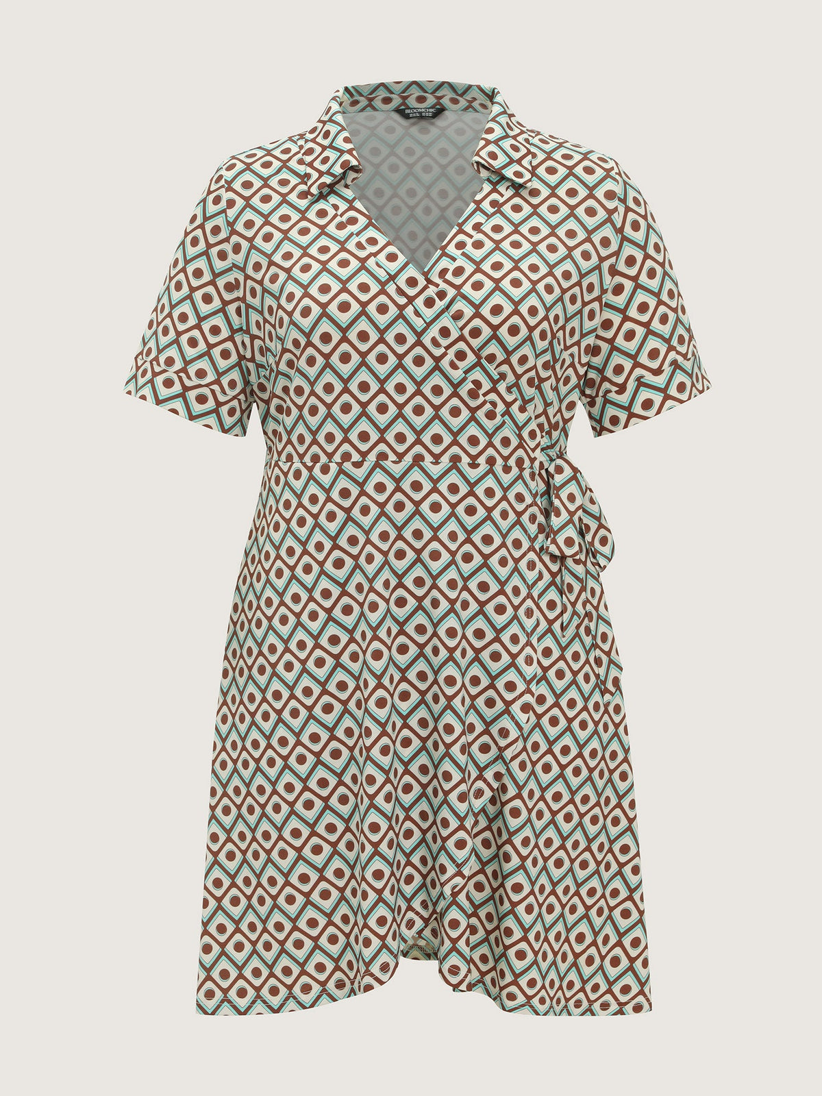 Retro Geometric Print Petal Hem Mini Dress