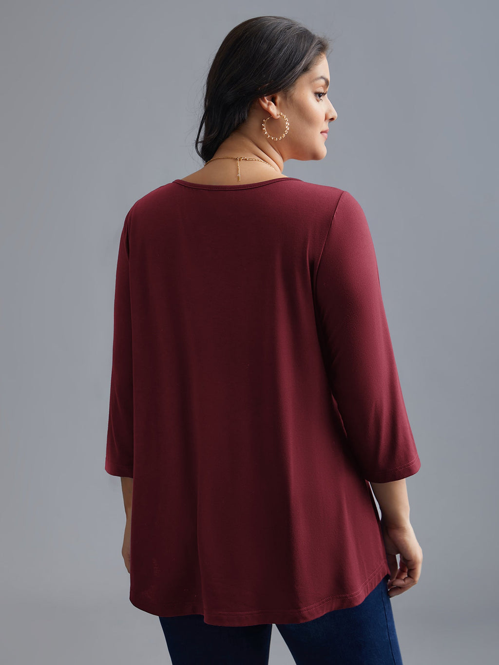 Asymmetrical Hem Overlap Long T-shirt