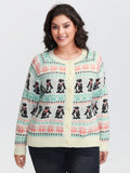 Supersoft Festive Penguin Pattern Jacquard Knit Cardigan