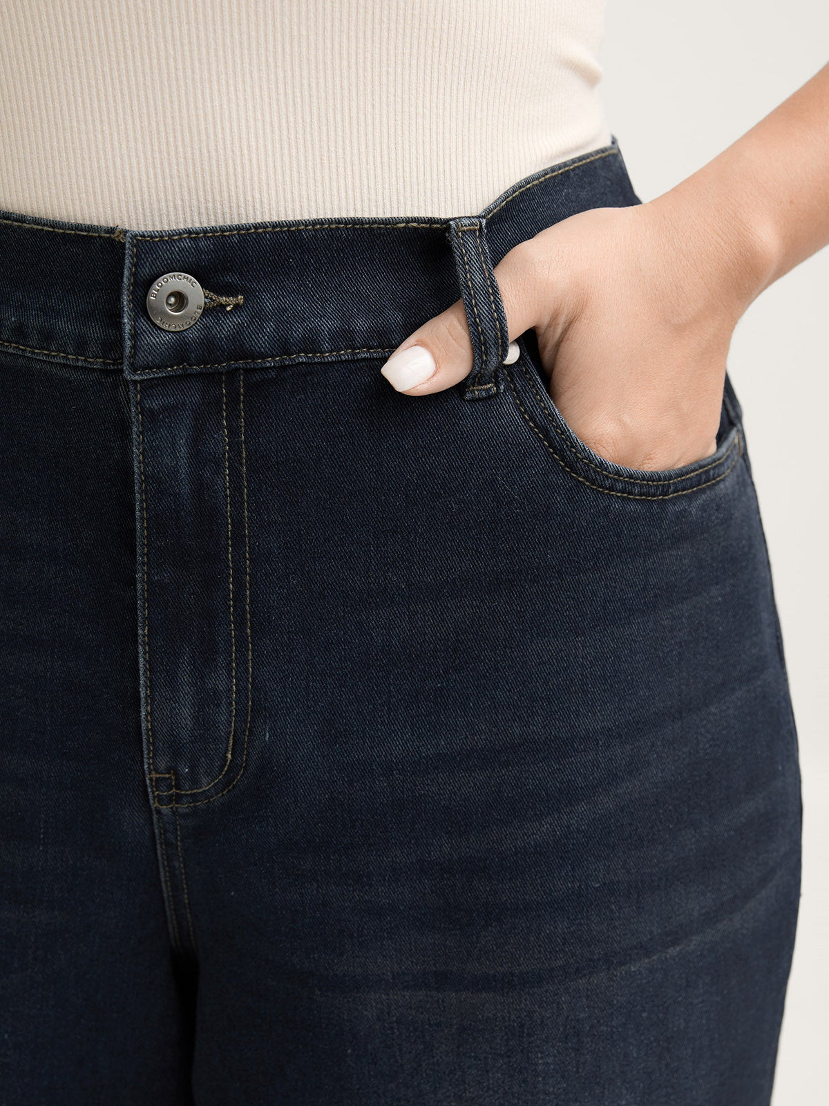 Pull-On Stretchy-Waist Wide-Leg Jeans