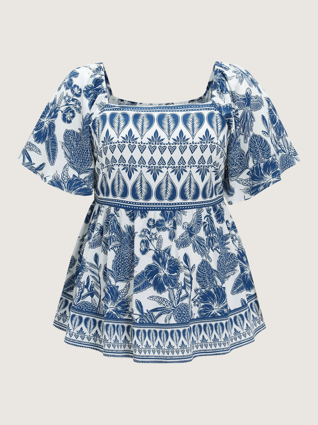 Floral Print Shirred Front Blouse