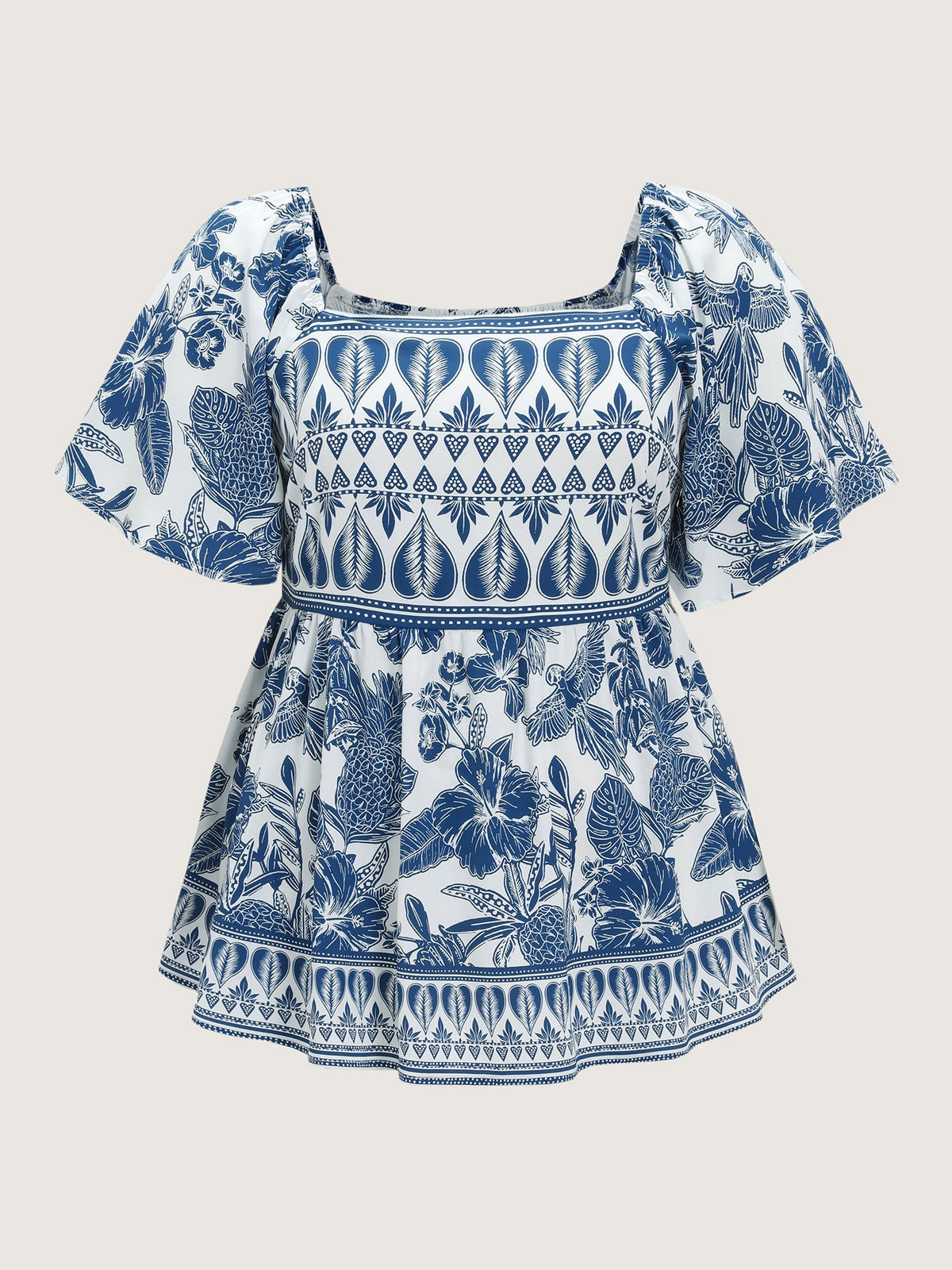 Floral Print Shirred Front Blouse