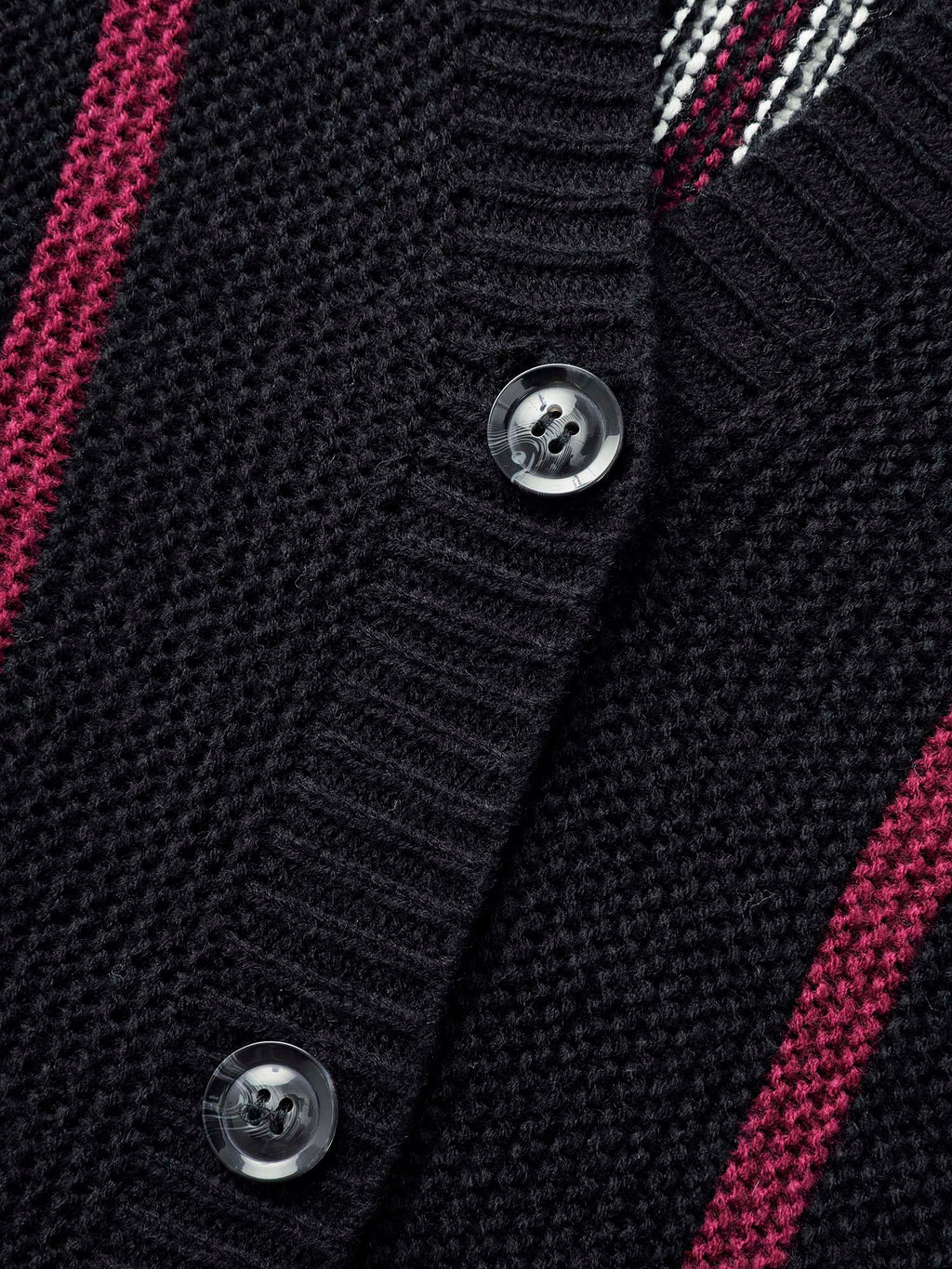 Striped Patched Pocket Drop Shoulder Cardigan