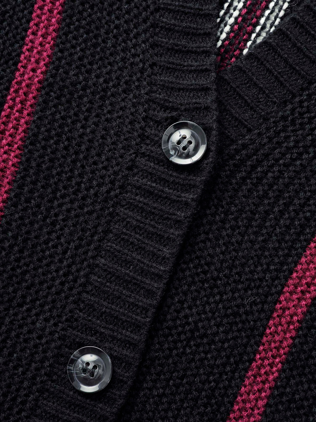 Striped Patched Pocket Drop Shoulder Cardigan