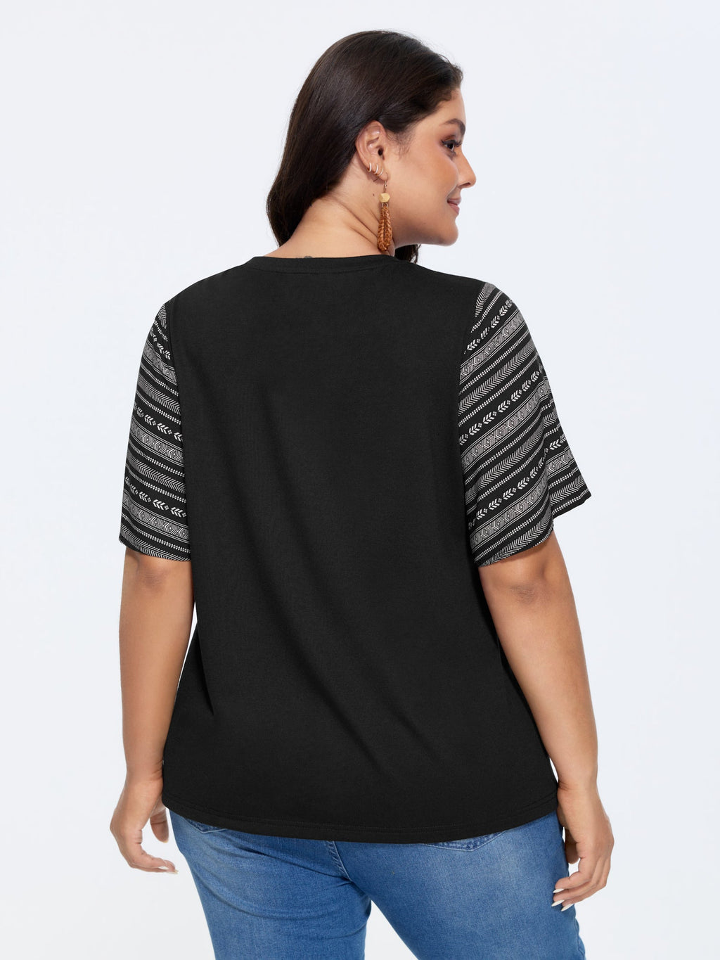 Colorful Boho Sleeve V-Neck Blouse