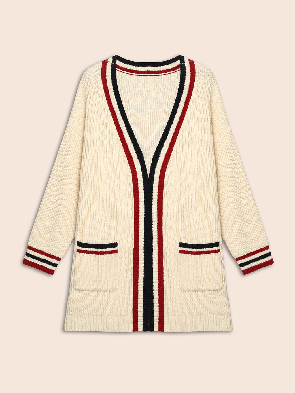Supersoft Essentials Contrast Striped Drop Shoulder Cardigan