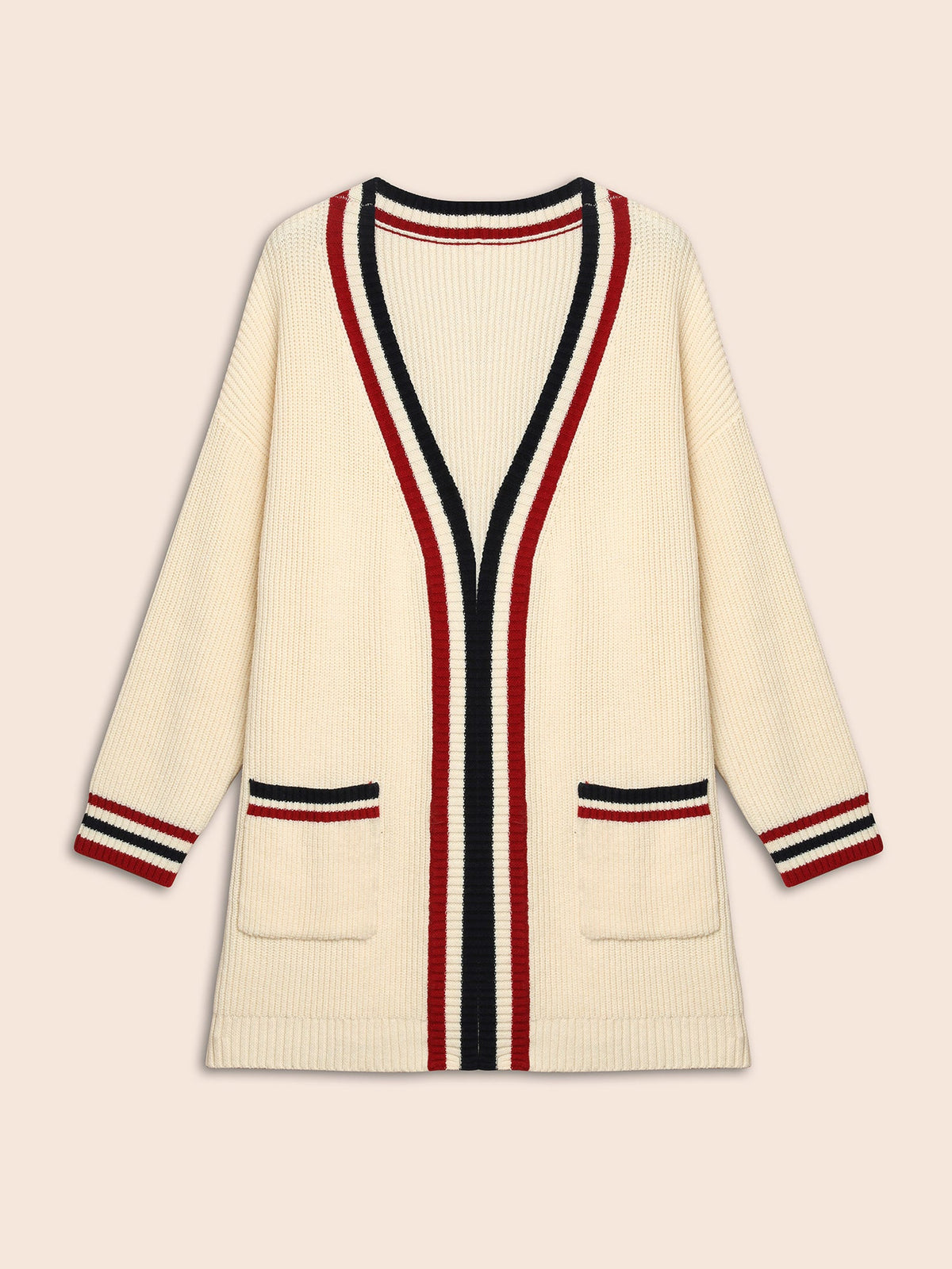 Supersoft Essentials Contrast Striped Drop Shoulder Cardigan