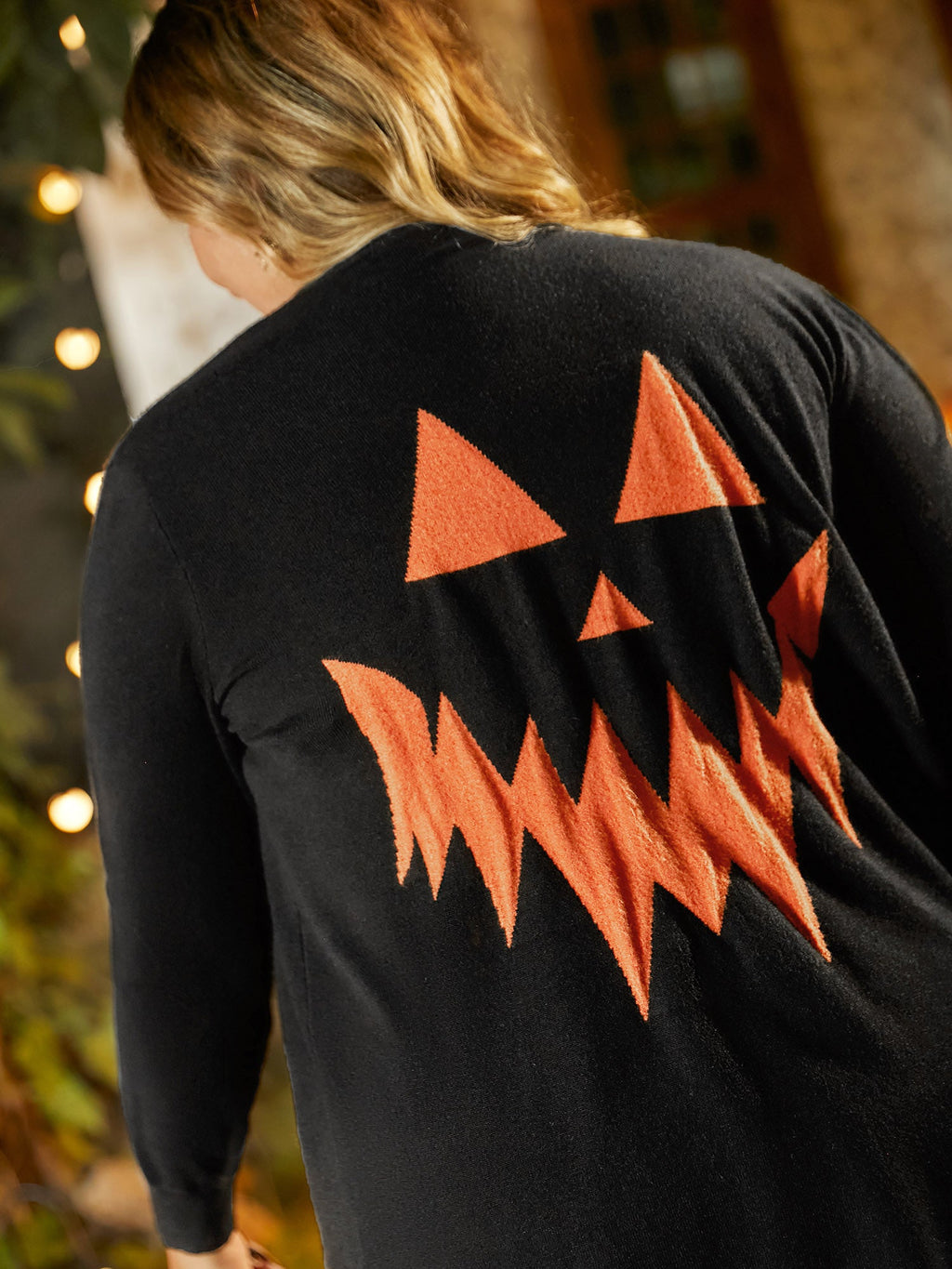 Supersoft Essentials Jack-o-Lantern Jacquard Back Printed Cardigan