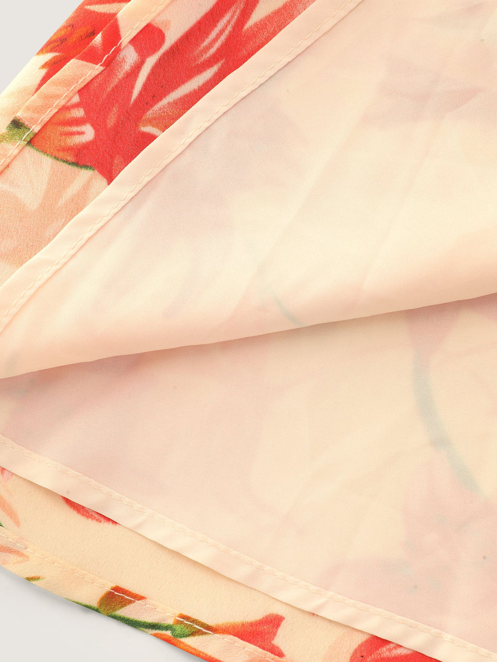 Floral Print Stretchy Wrap Tie Blouse