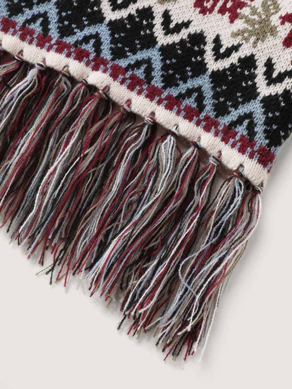 Fair-Isle Pattern Jacquard Fringes Knit Cardigan