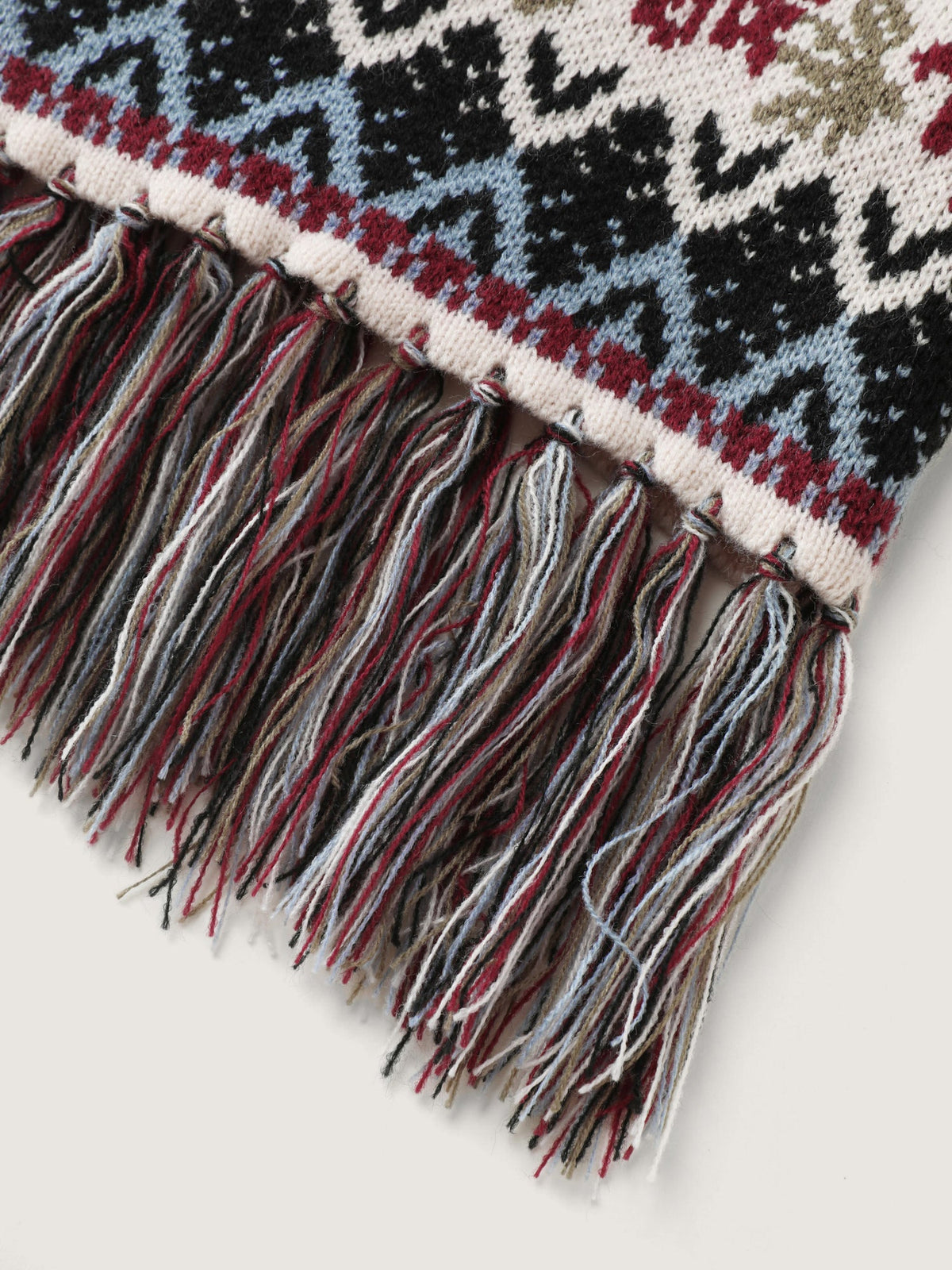 Fair-Isle Pattern Jacquard Fringes Knit Cardigan