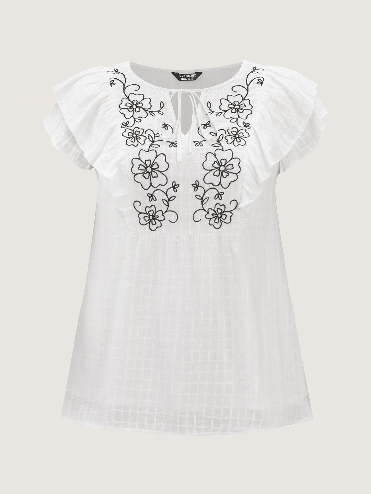 Pure Cotton Embroidered Neckline Blouse