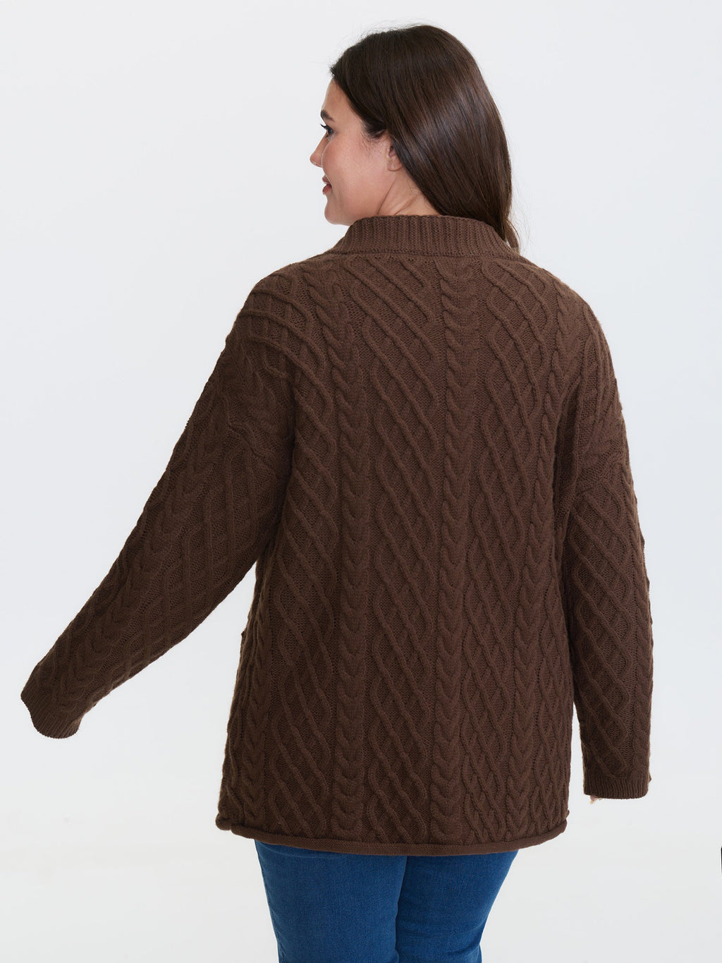 Cableknit Textured Button Pocket Knit Cardigan