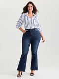 No Waist Gap Flared Cropped Jeans