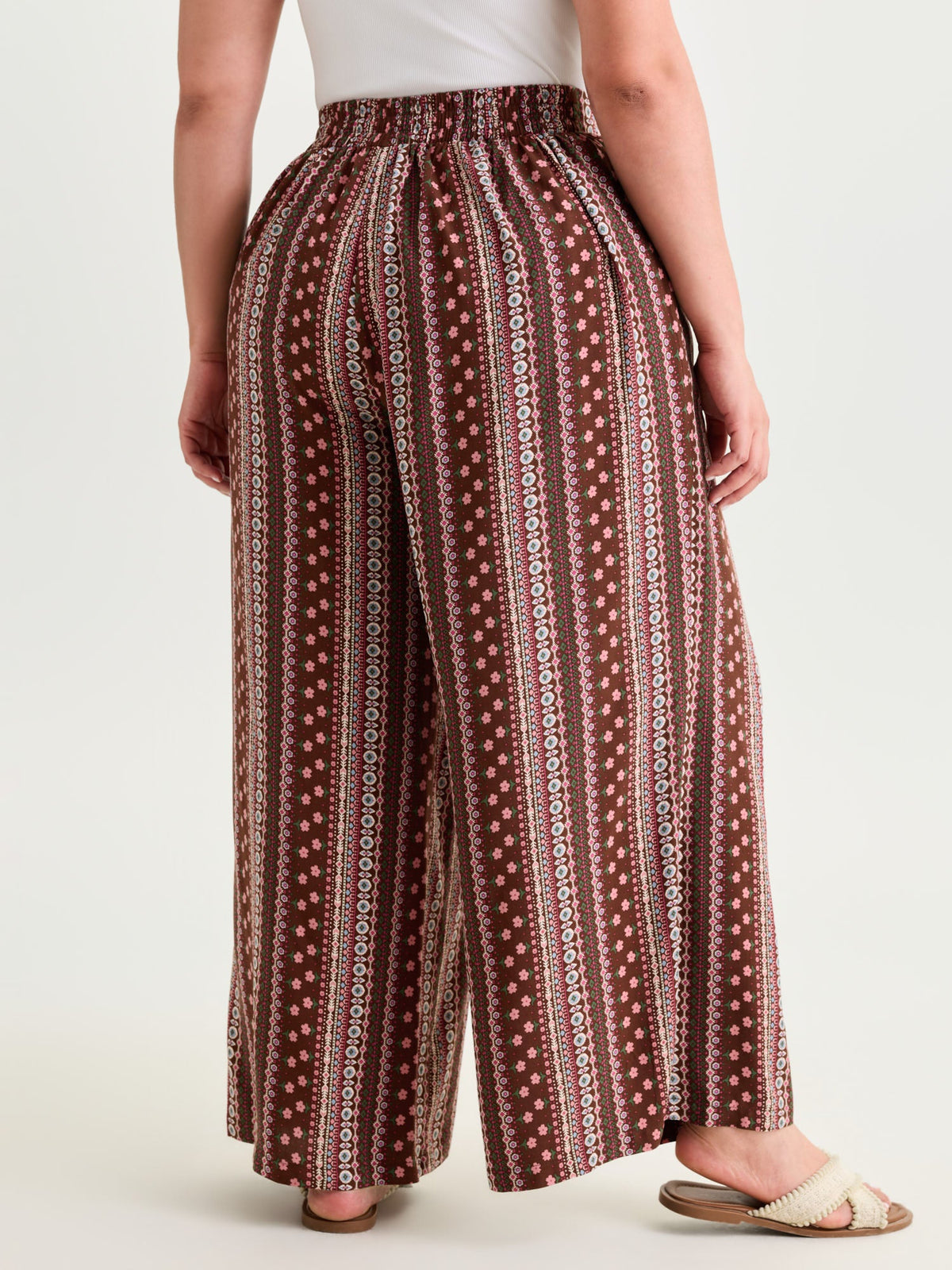 Boho Geometric Pattern Wide-Leg Pants
