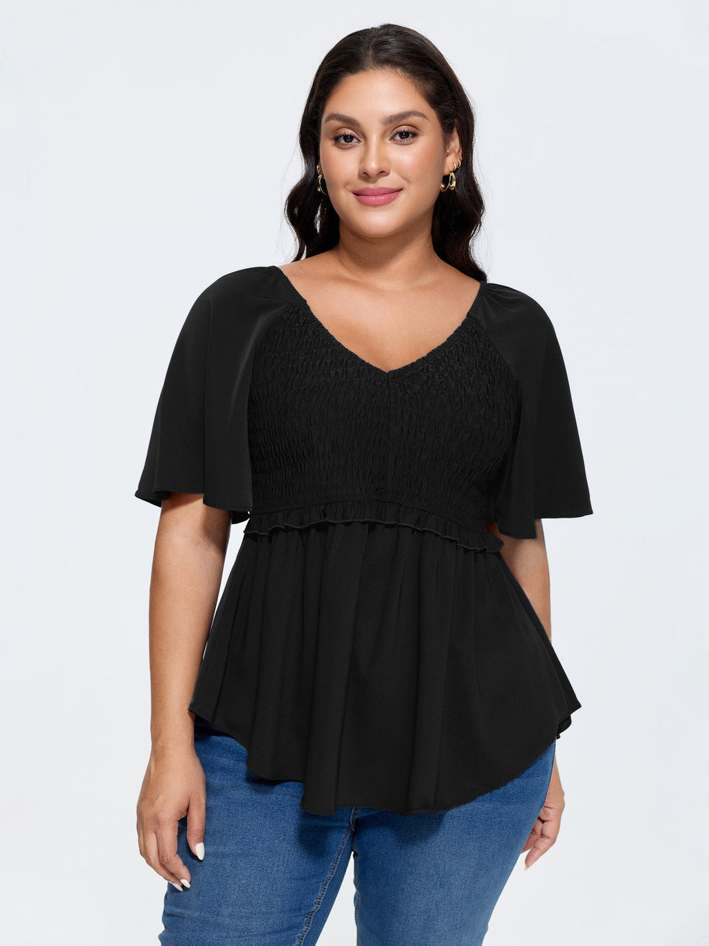 Shirred Back Fit And Flare Blouse