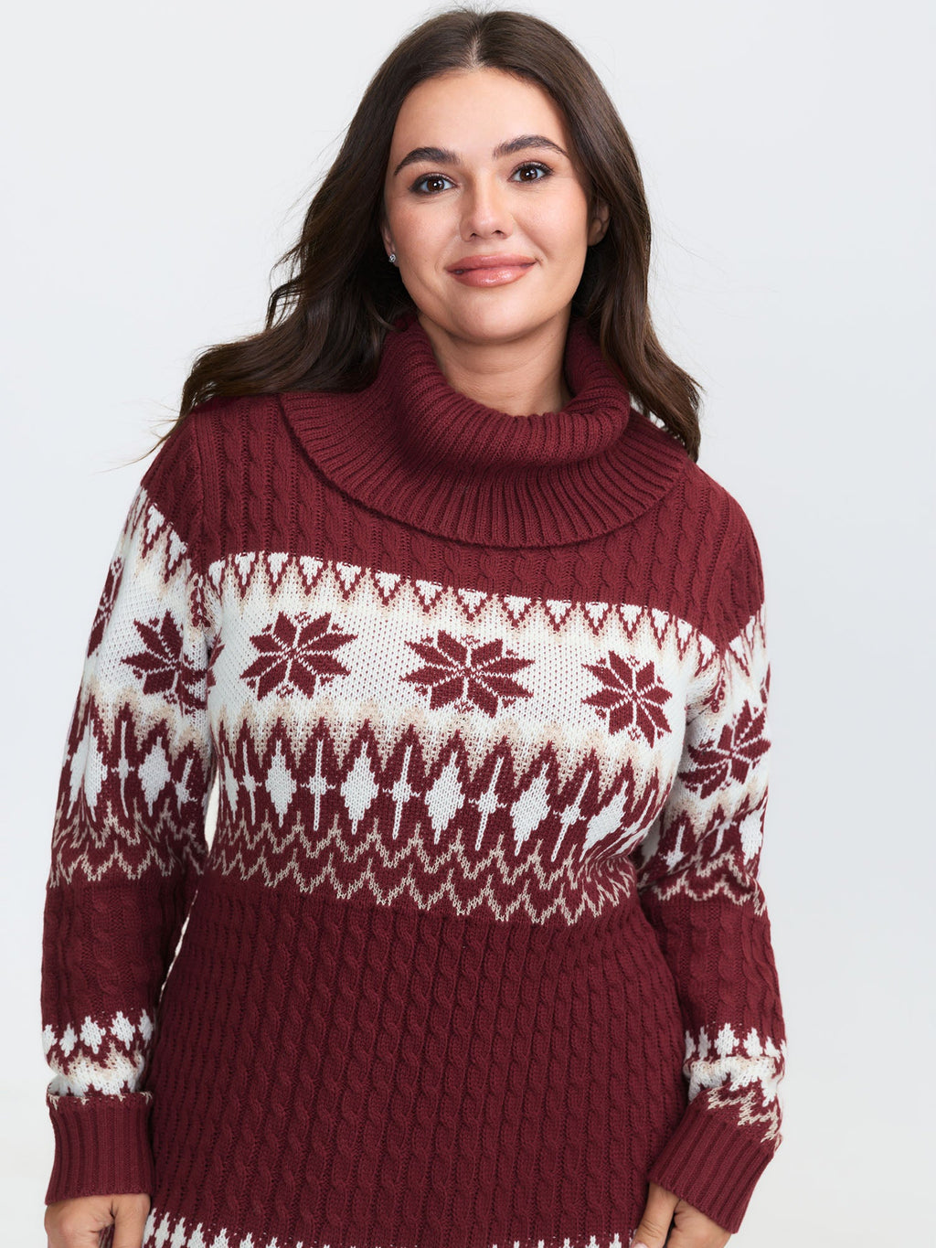 Holiday Textured Turtleneck Sweater Dress