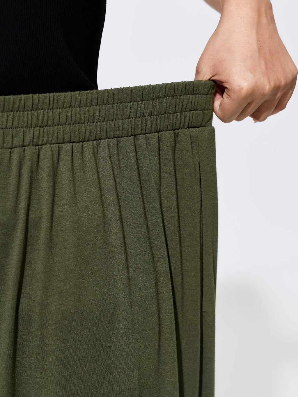 Stretchy Lace Trim Ruffled Hem Pants