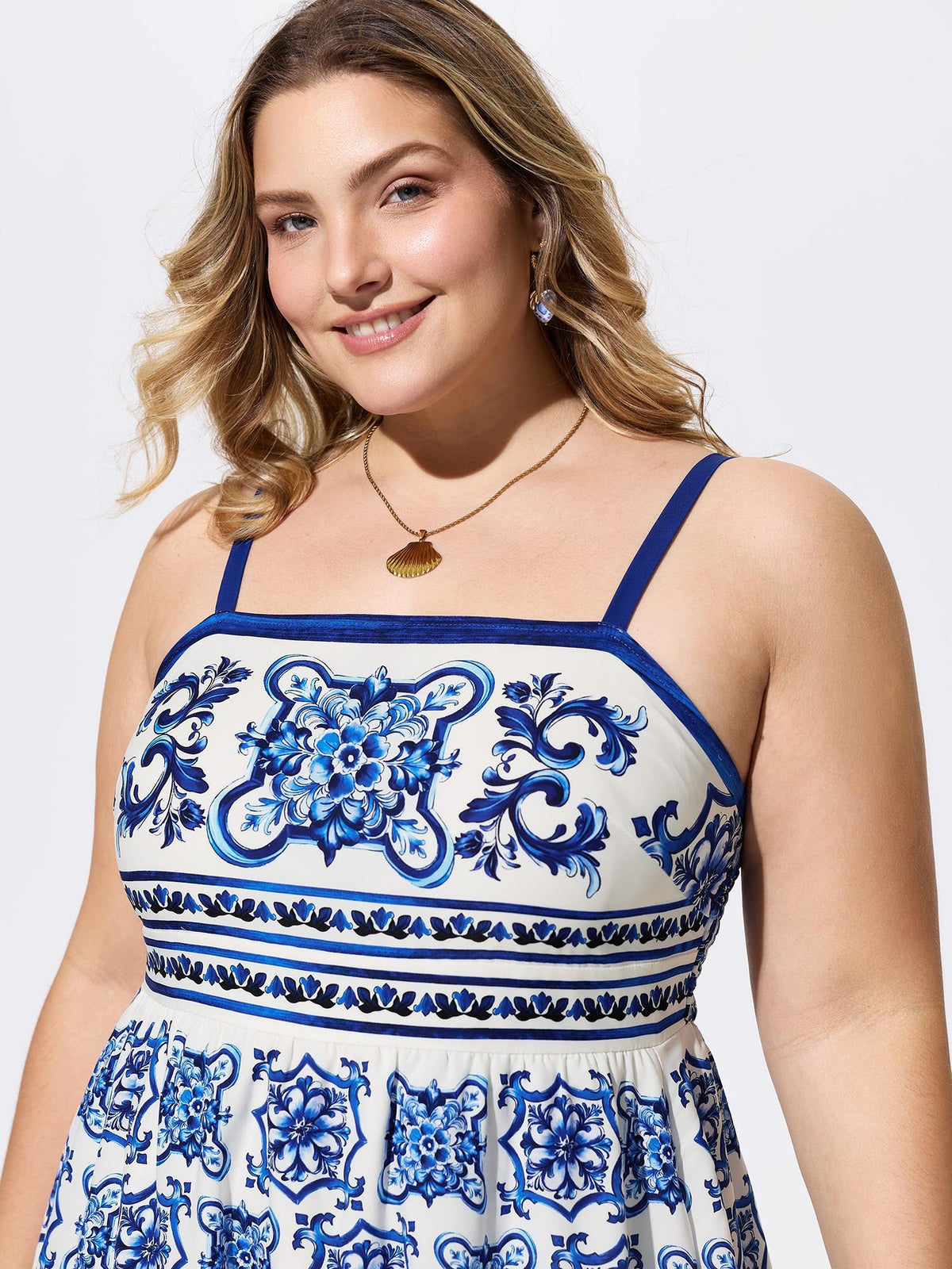 Majolica Print Cami Flowy Midi Dress