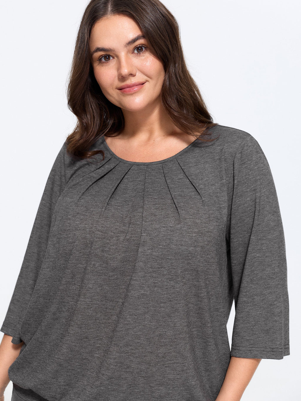 Supersoft Stretchy Pleated Front Round Neck T-Shirt
