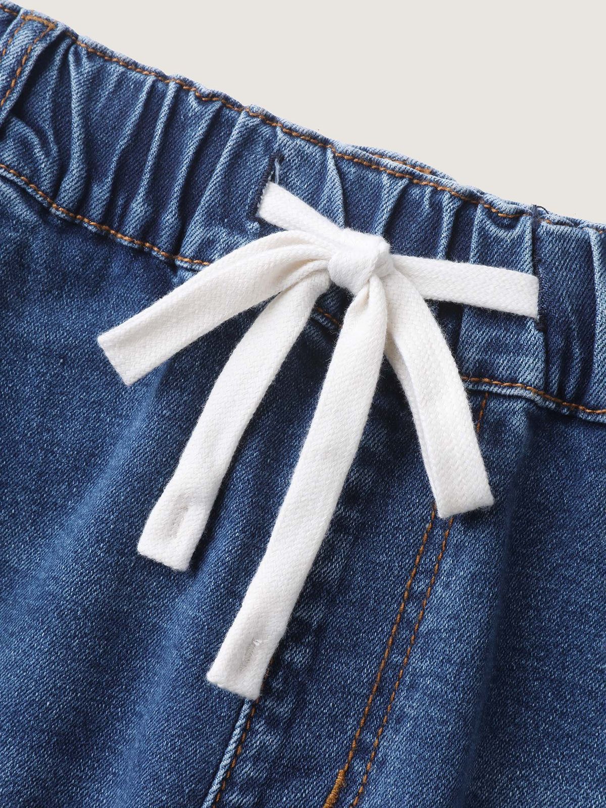 Pull-On Drawstring Straight-Leg Jeans
