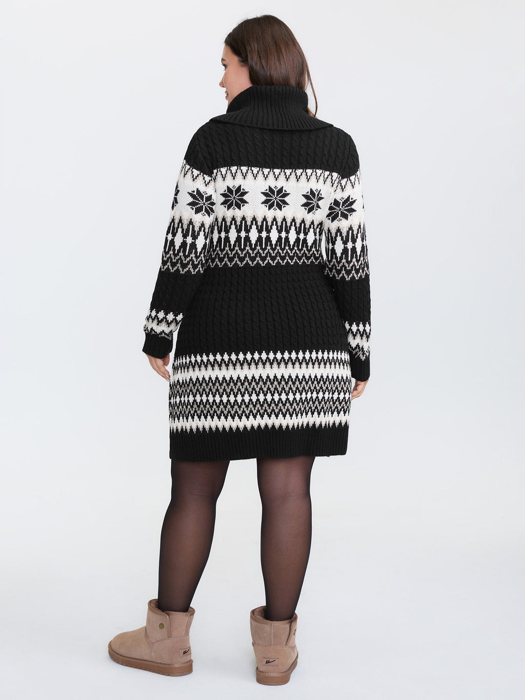 Holiday Textured Turtleneck Sweater Dress