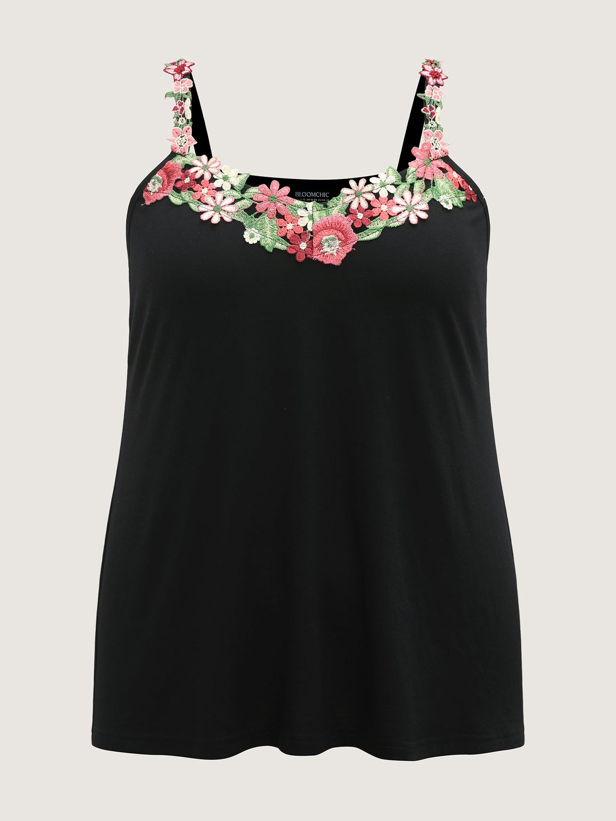 3D Floral Neckline Tank Top