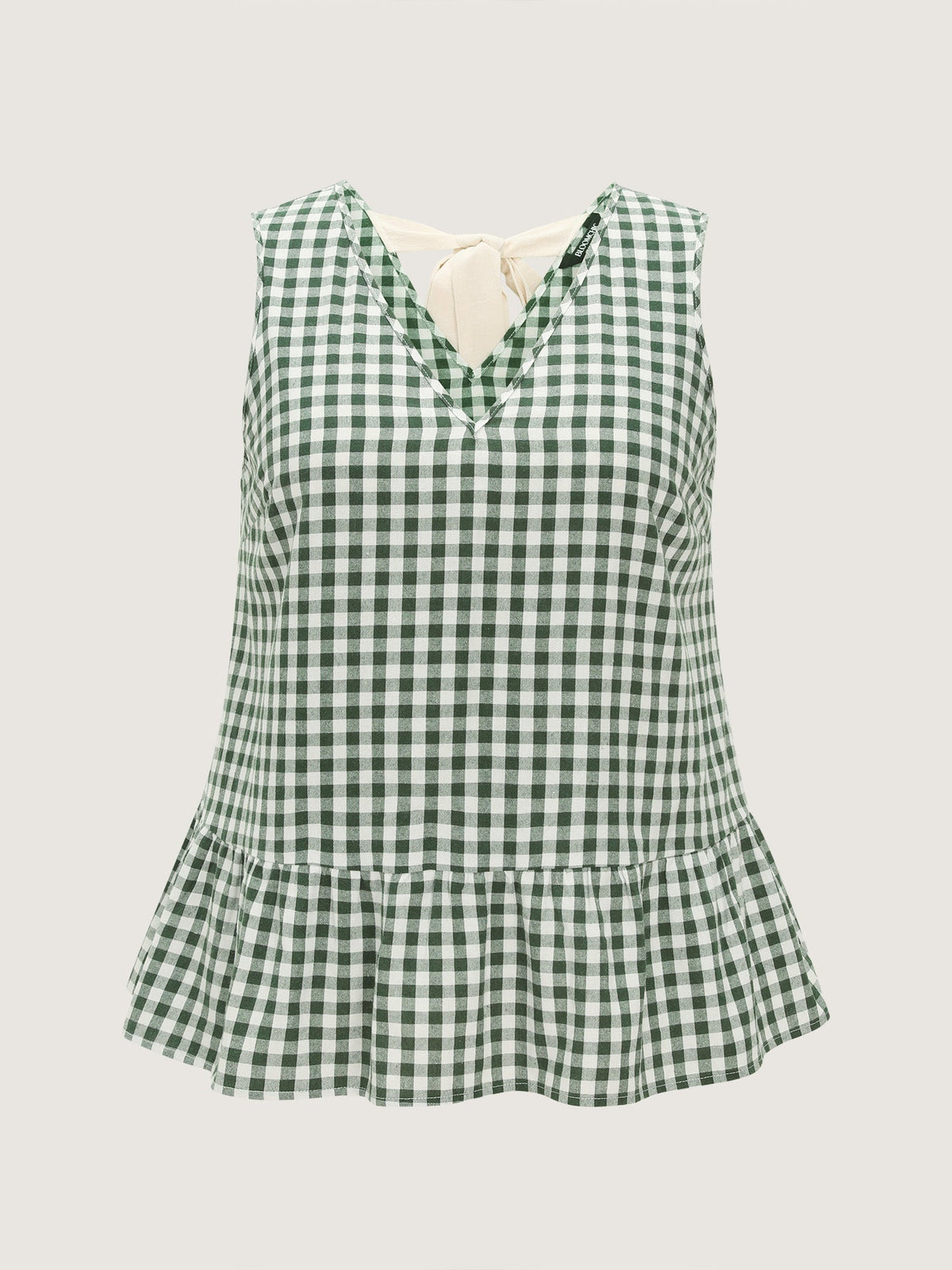 Supersoft Check Print Open Back Blouse