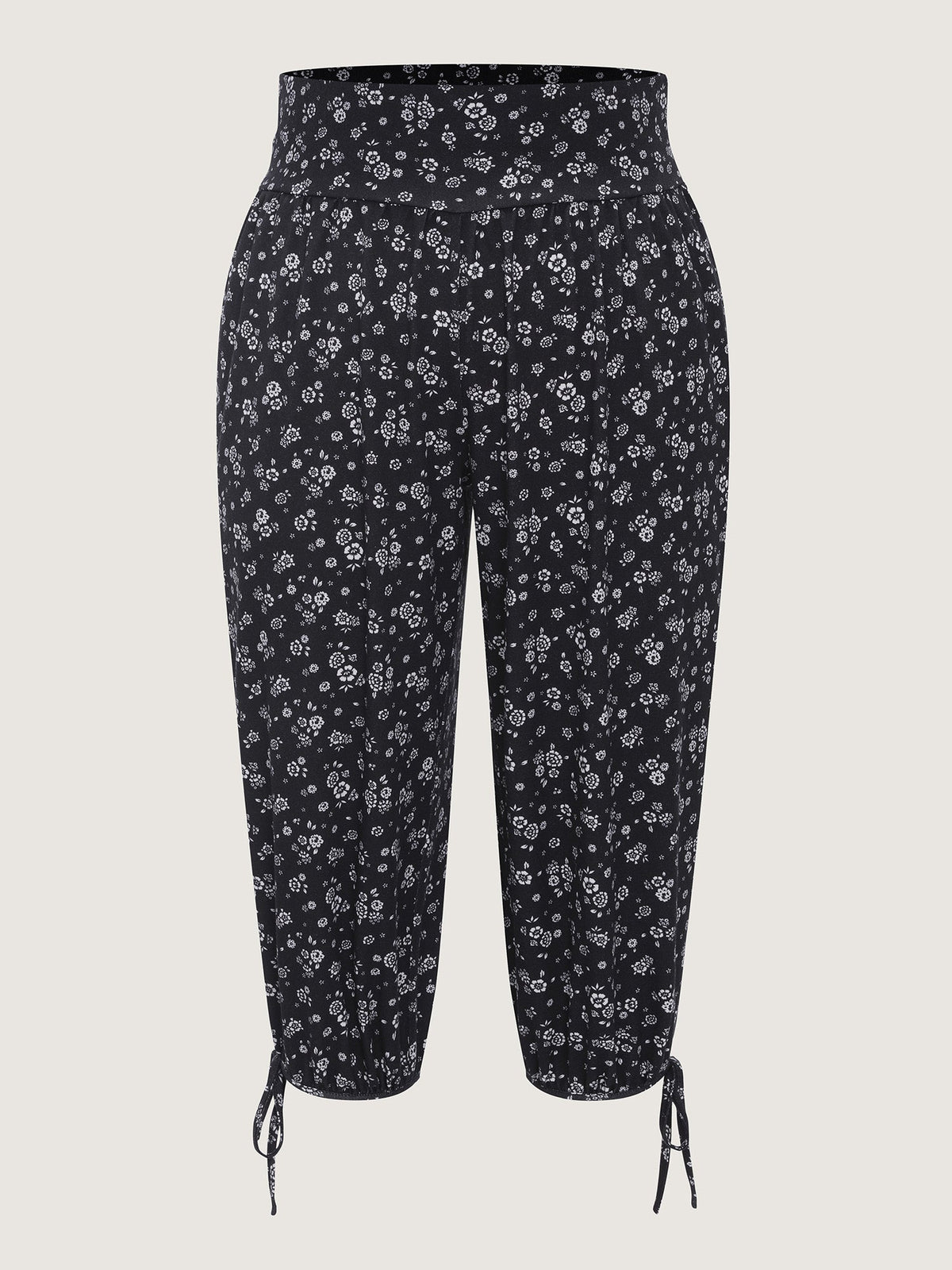 Ditsy Floral Print Drawstring Hem Jogger Pants