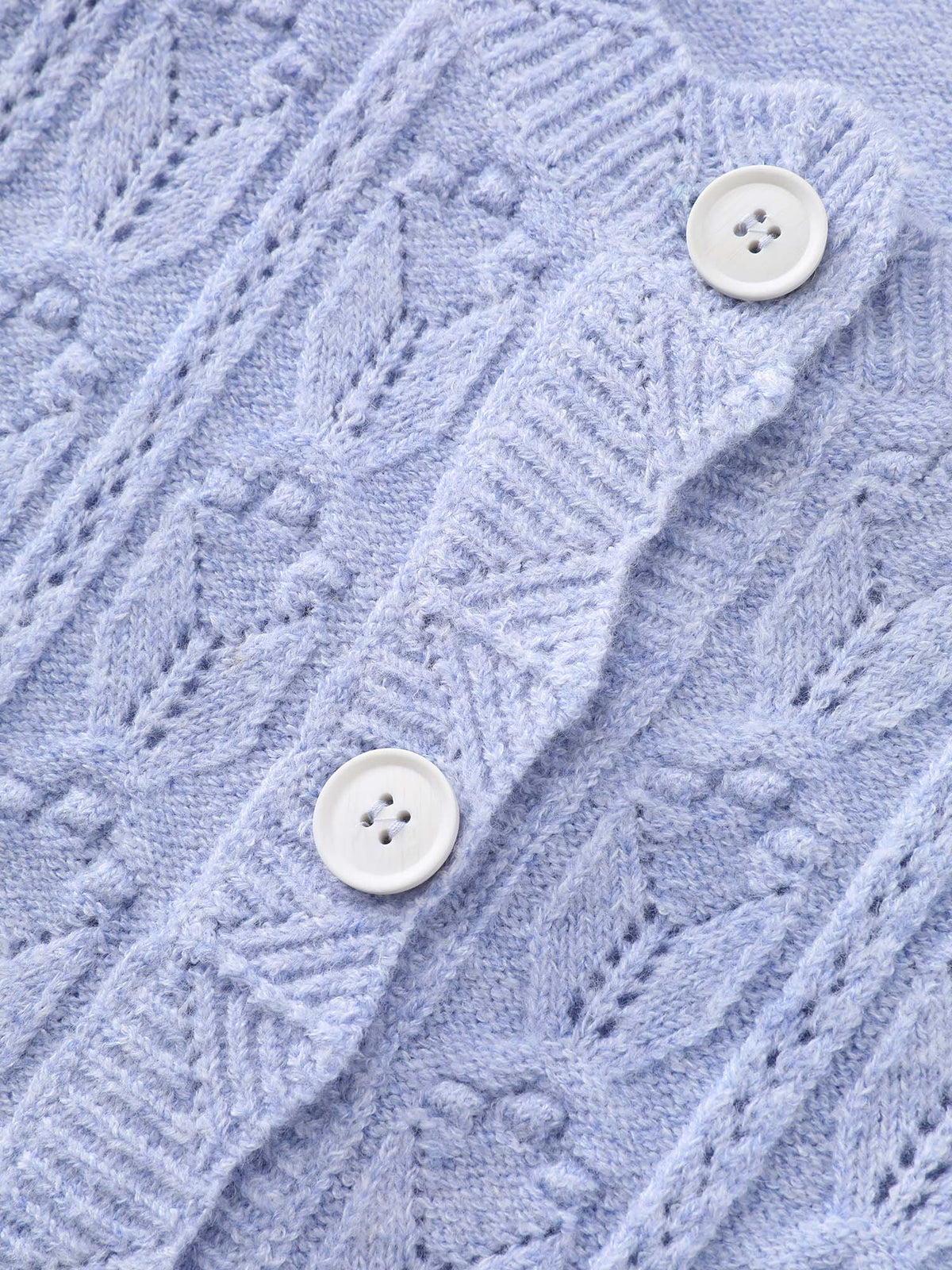 Textured Lantern Sleeve Button Knit Cardigan