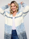 Colorblock Hooded Textured Knit Cardigan